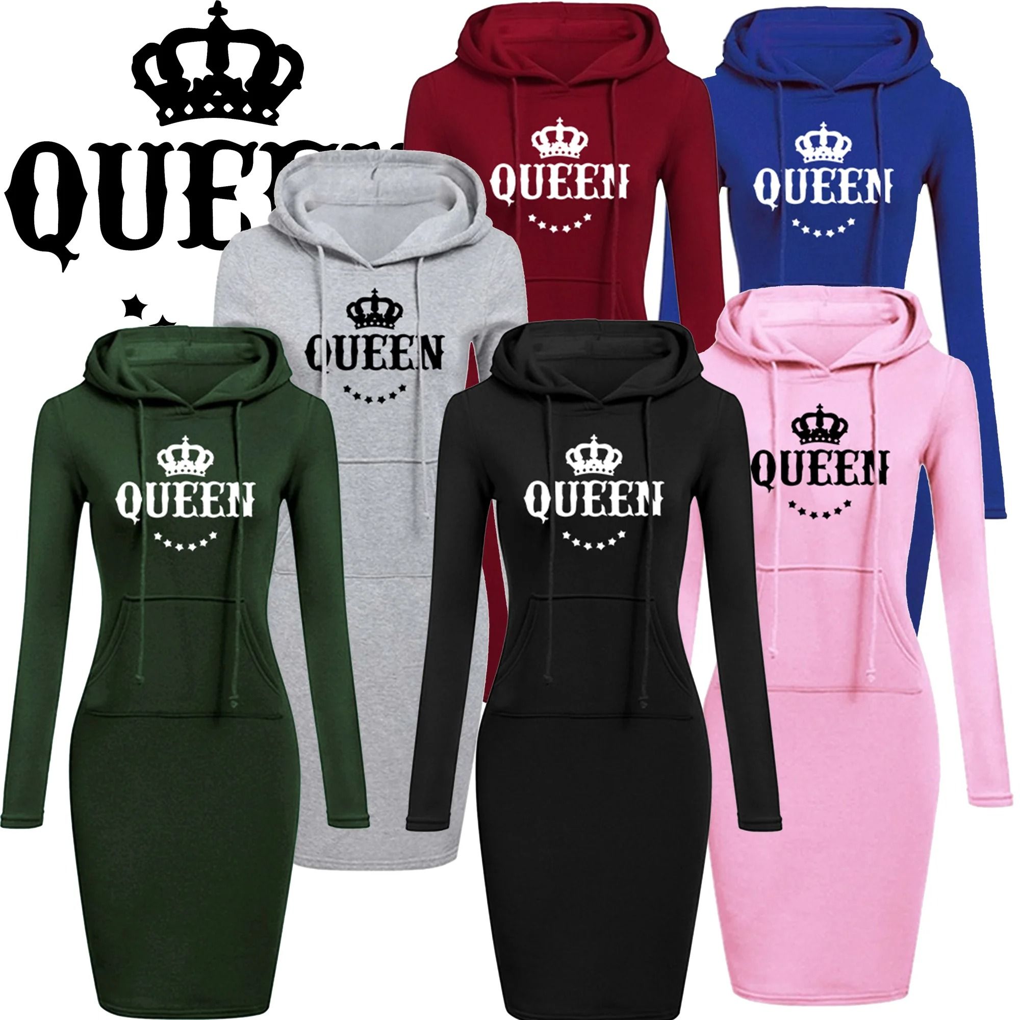 Womens Slim Hoodie Dress with Long Sleeves and Casual Fit