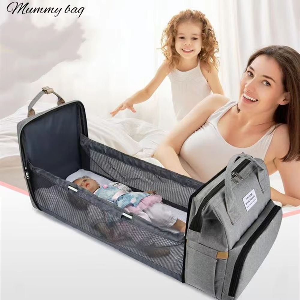 Lightweight Portable Folding Crib & Large-Capacity Mommy Diaper Backpack
