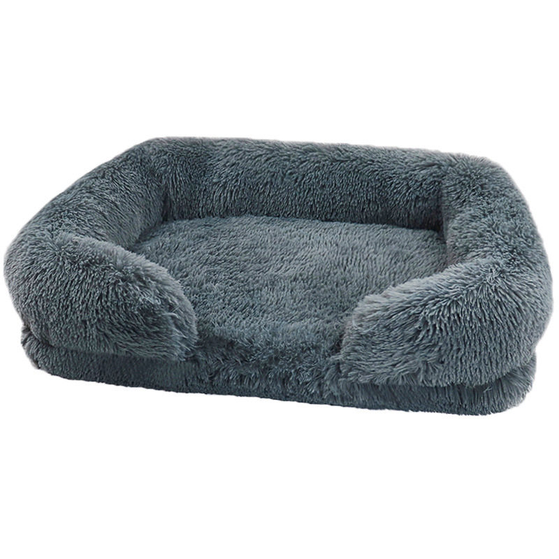Dog Plush Pet Bed with Winter Thickened Pad and Removable Sleeping Sofa Pad