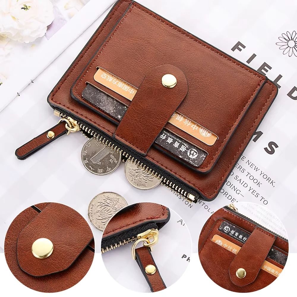 Mens Slim PU Leather Wallet with Coin Pocket