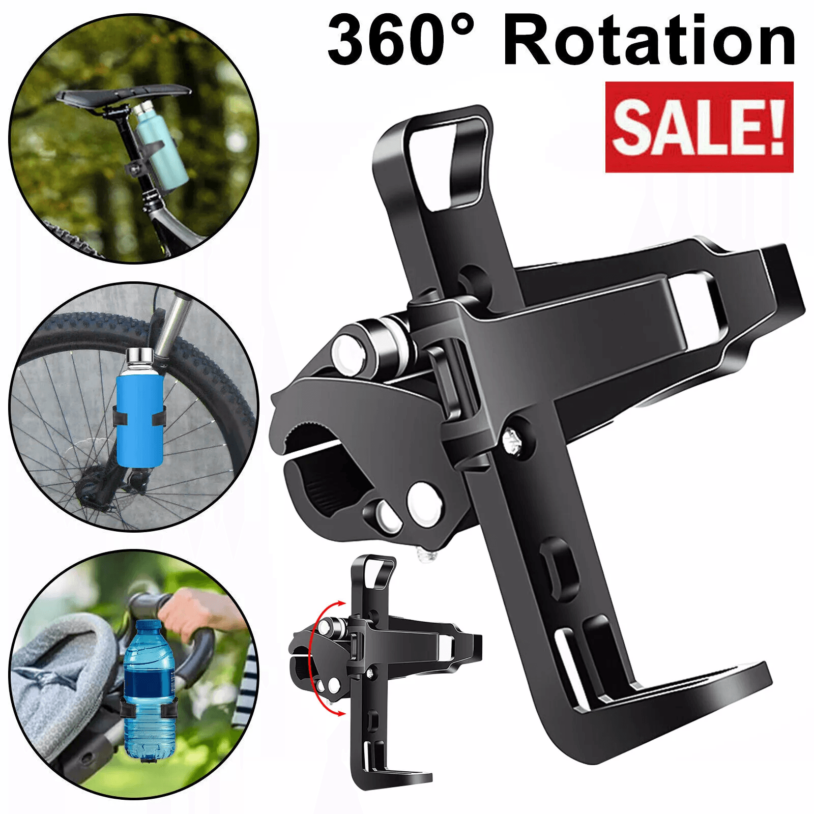 Bicycle Cup Drink Holder for Water Bottles, Cycling Handlebar Mount for Bike & Travel Mugs