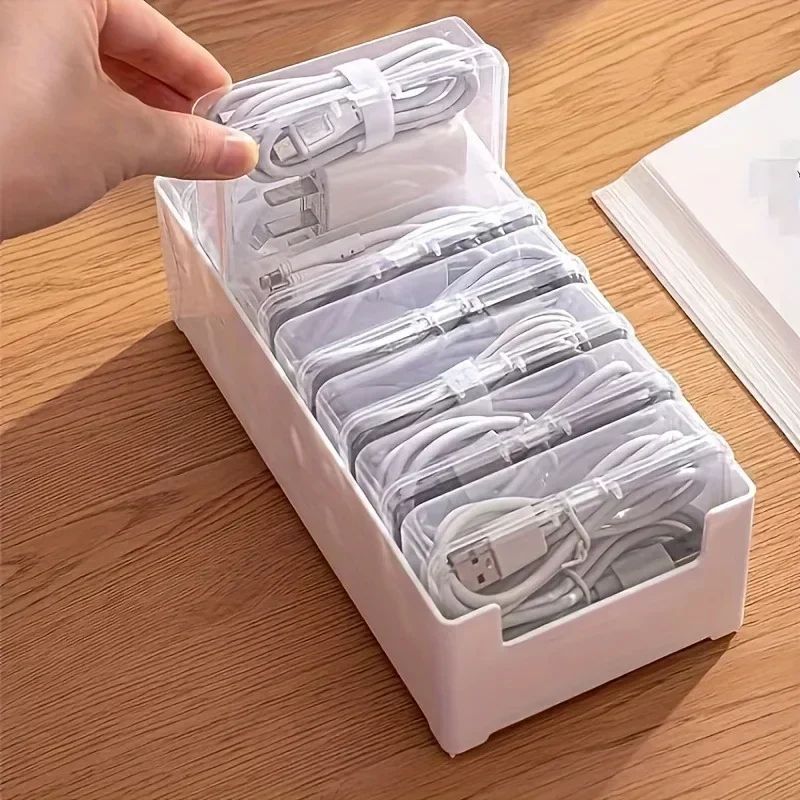 Durable Cable Organizer Storage Box Set for Charging Cords & Power Strips | Office Desk Wire Management Container