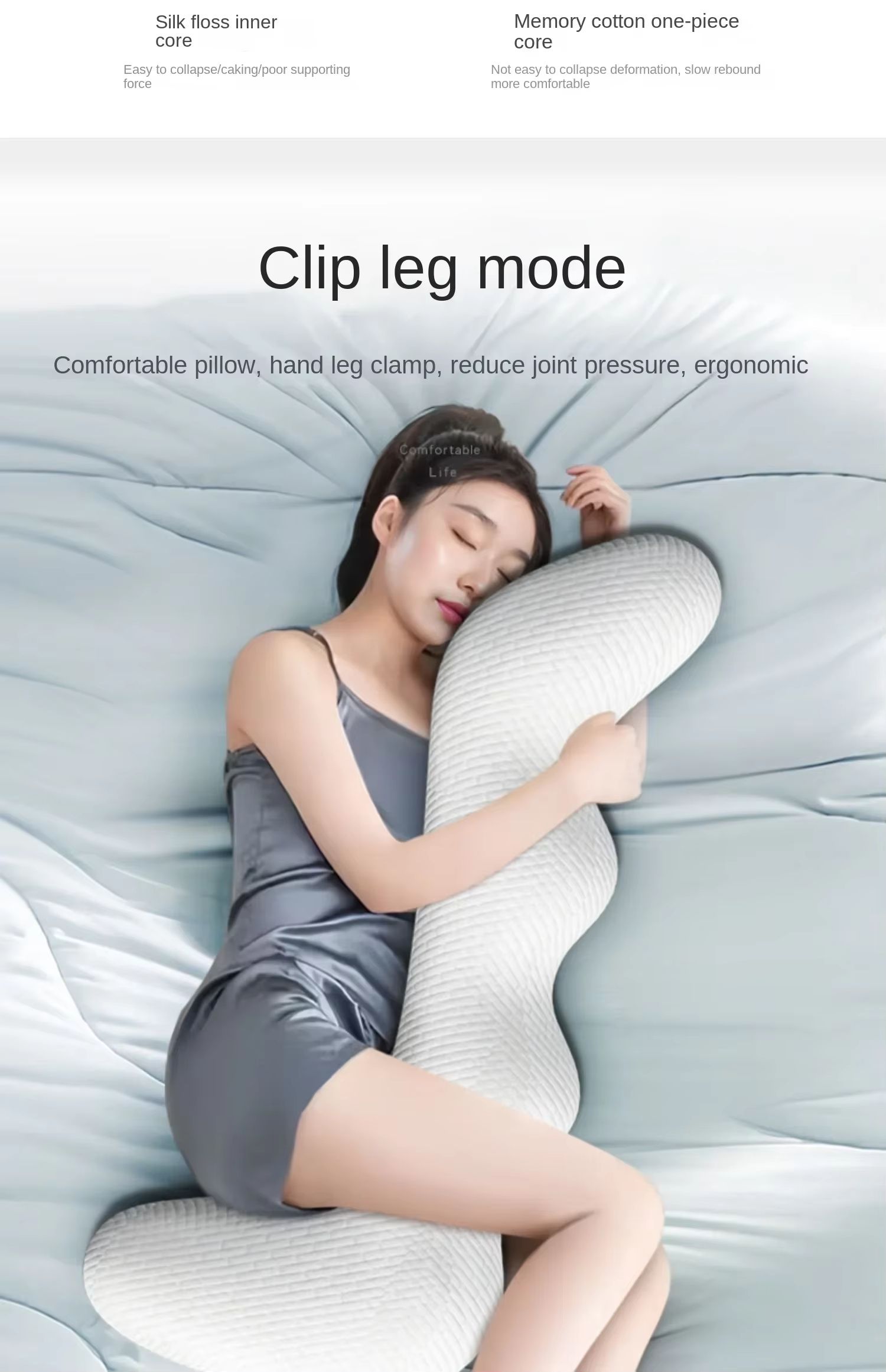 CloudSupport Large Adult Memory Foam Side Sleeping Pillow with Removable Washable Knitted Cover