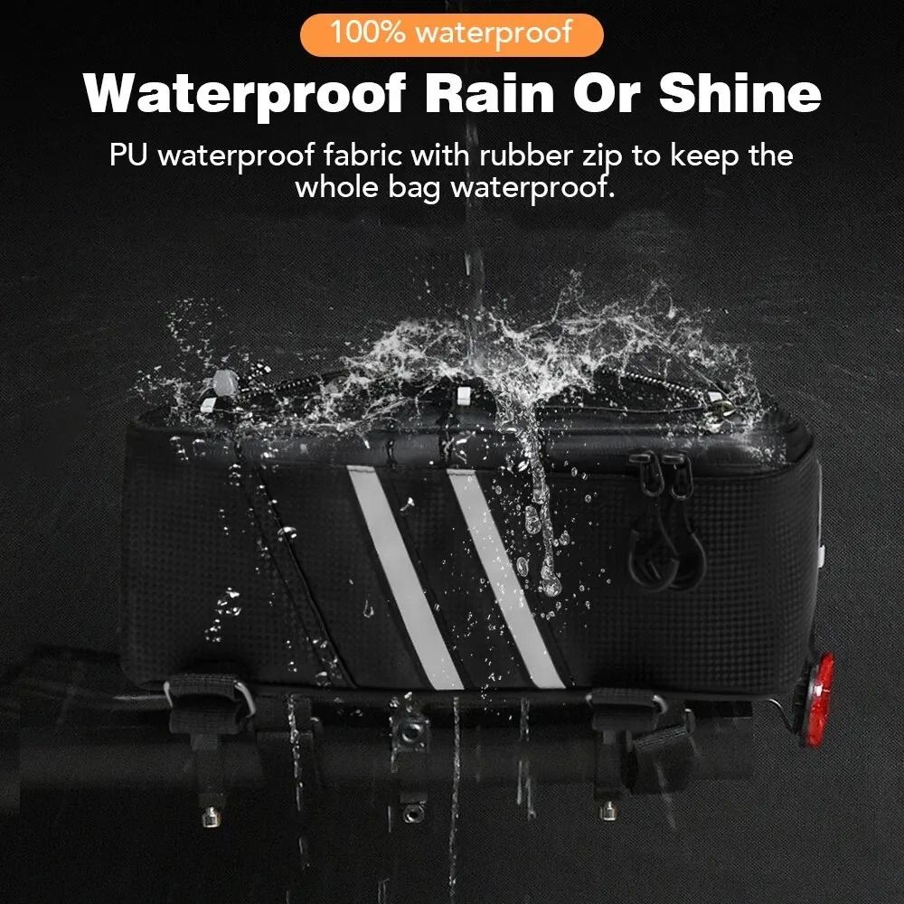 Waterproof Bicycle Rear Seat Bag with Large Capacity and Rain Cover