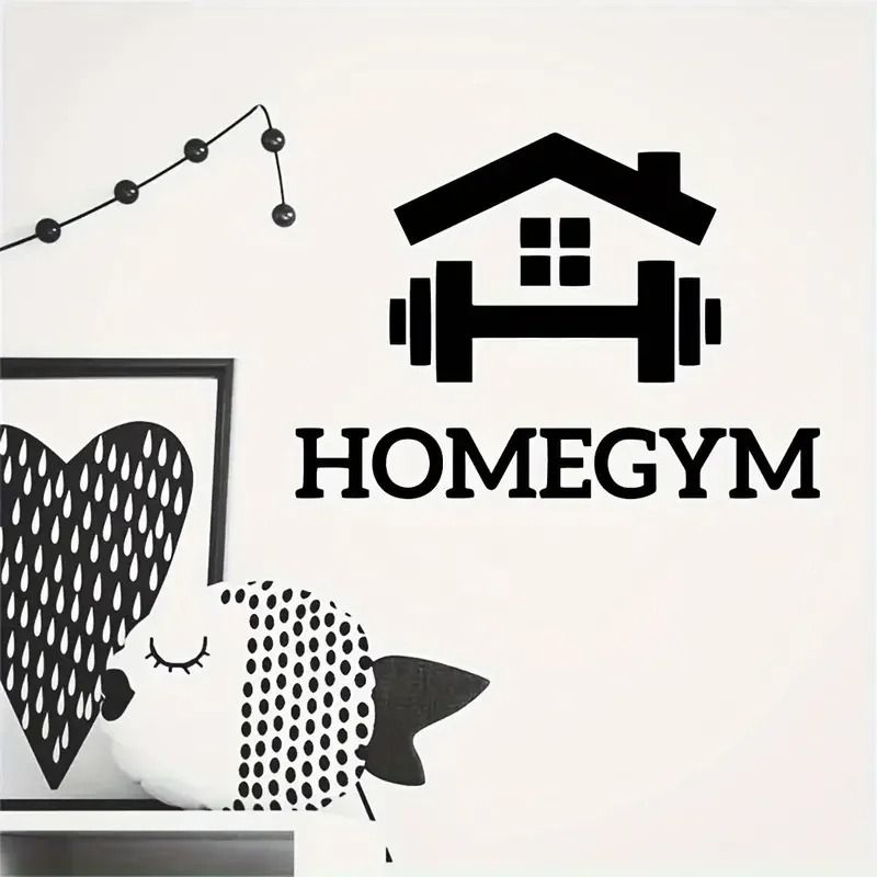 Modern Home Gym Wall Decal | 61cm Large Barbell Fitness Sticker for Personal Training Studio & Exercise Room Decor