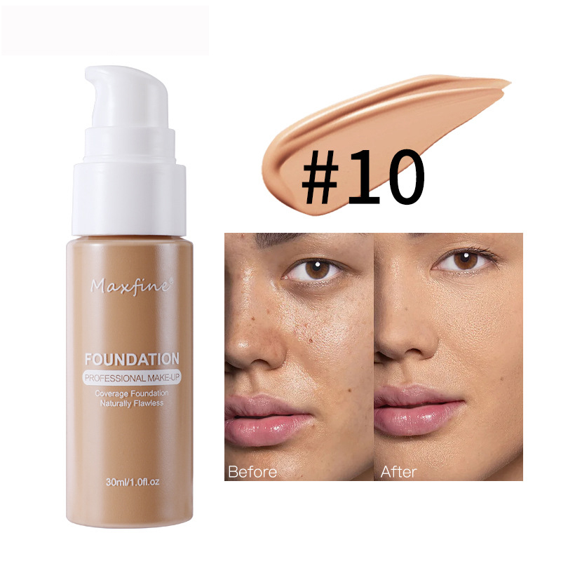 Lightweight Liquid Foundation with Full Coverage, Oil-Control, Waterproof & Sweat-Resistant Concealer