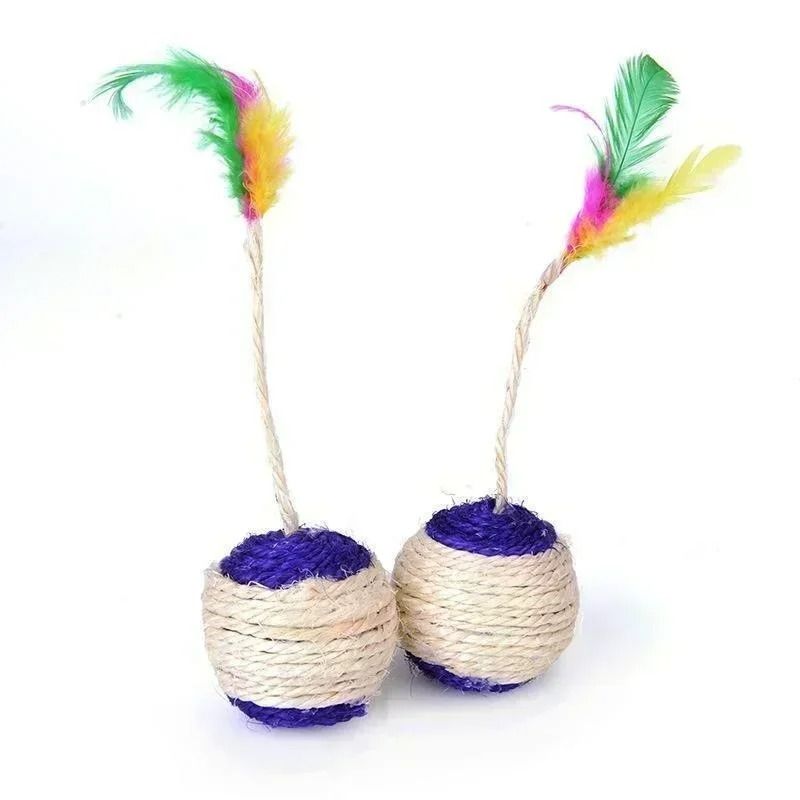 Interactive Cat Toy with Feather Ball
