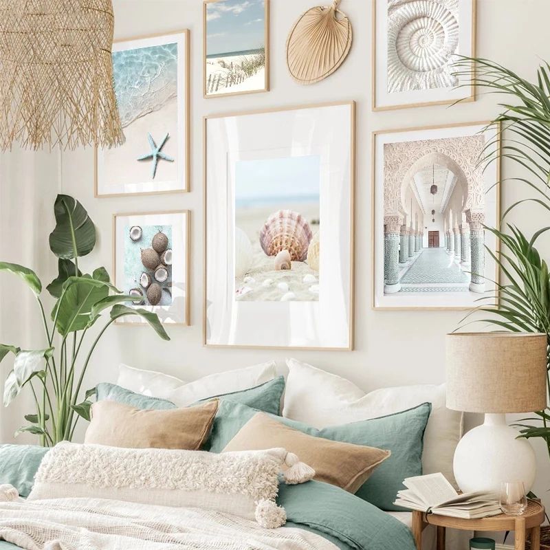 Tropical Beach Shell Wall Art Canvas Ocean Aesthetic Living Room Decor