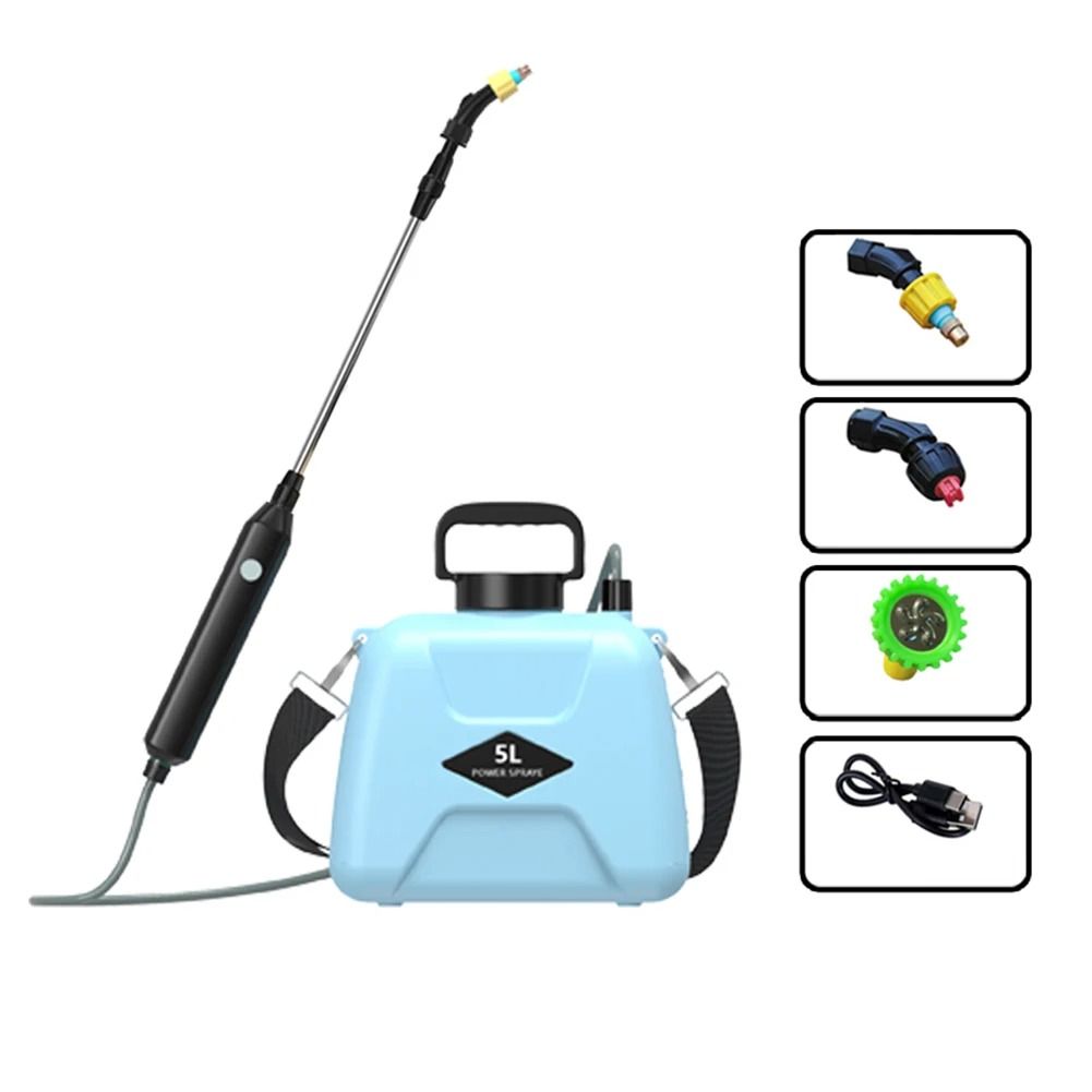 Rechargeable 5L Electric Garden Sprayer with 360 Degree Rotating Nozzle and Shoulder Strap