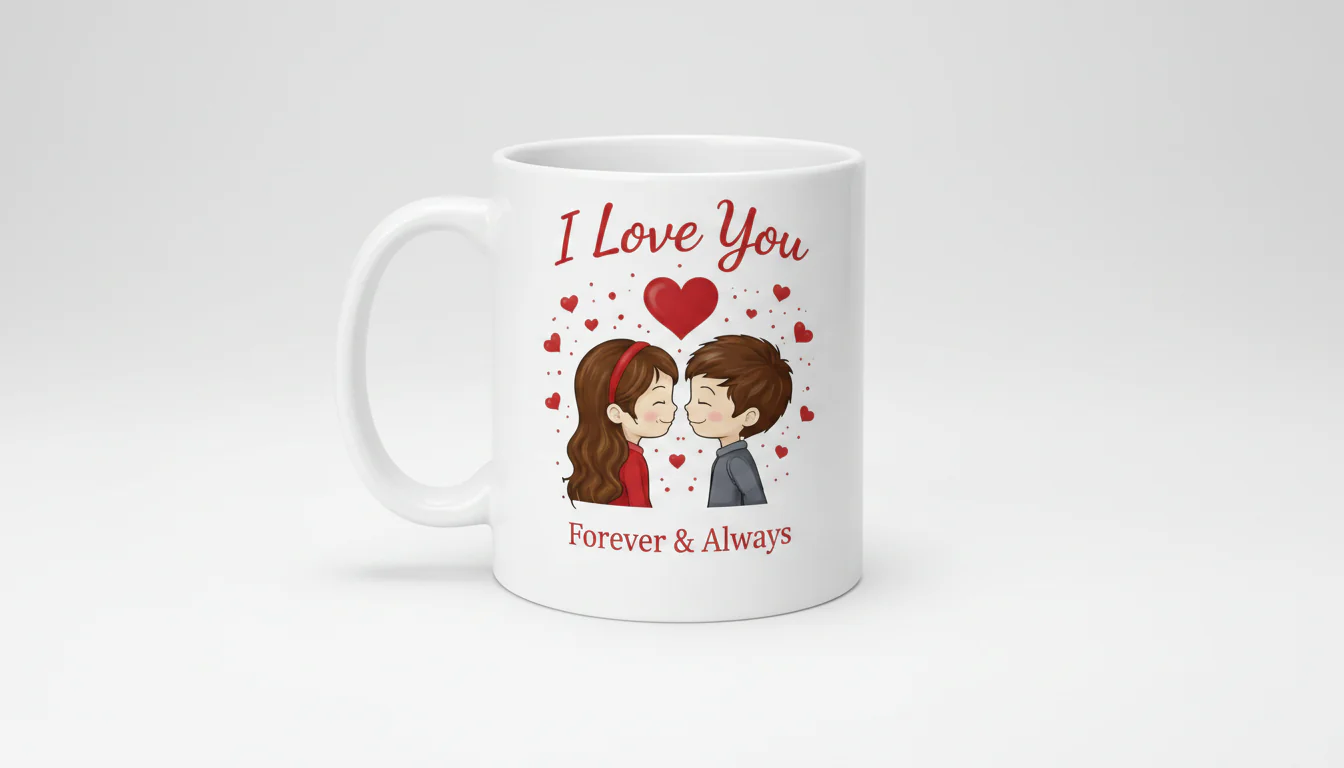 Romantic Ceramic Mug with “I Love You” Design