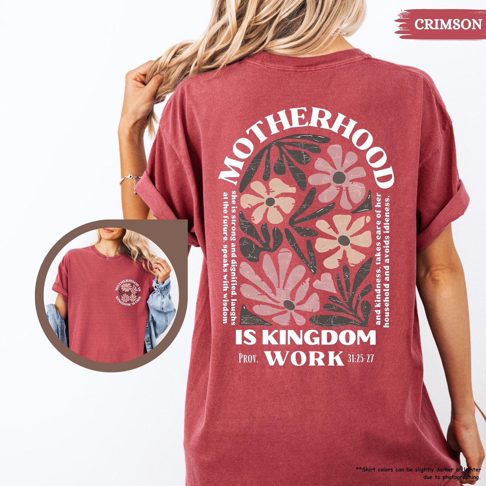 Motherhood Is Kingdom Work Shirt Faith Based Mom Graphic Tee Christian Mom T-Shirt