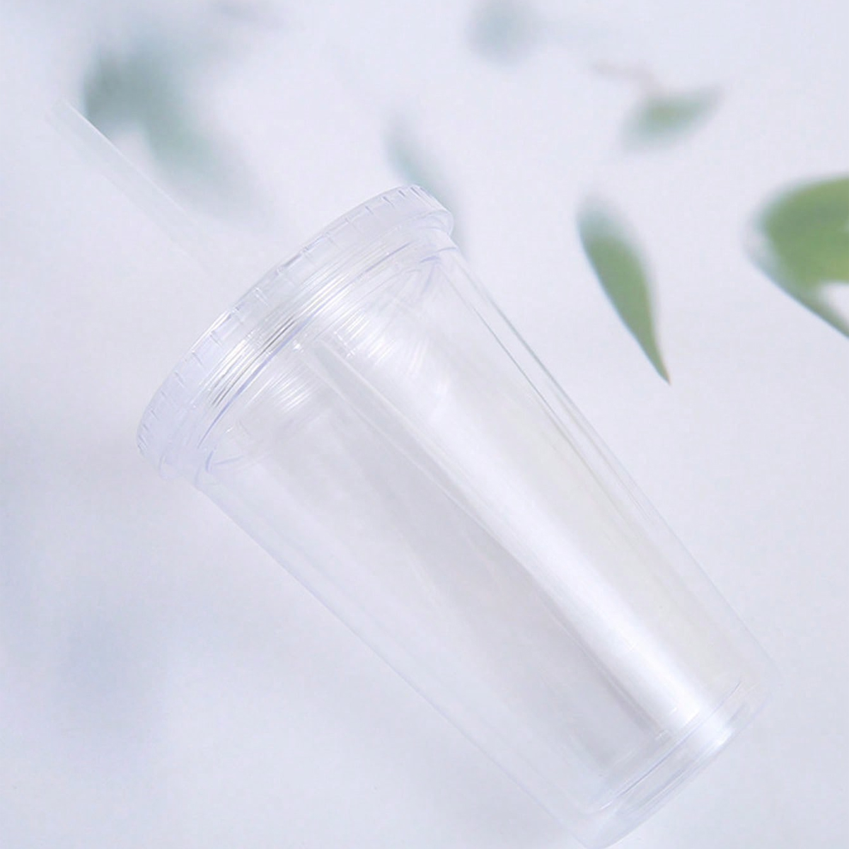 Double Layer Transparent Tumbler with Straw Reusable Insulated Water Bottle Cup