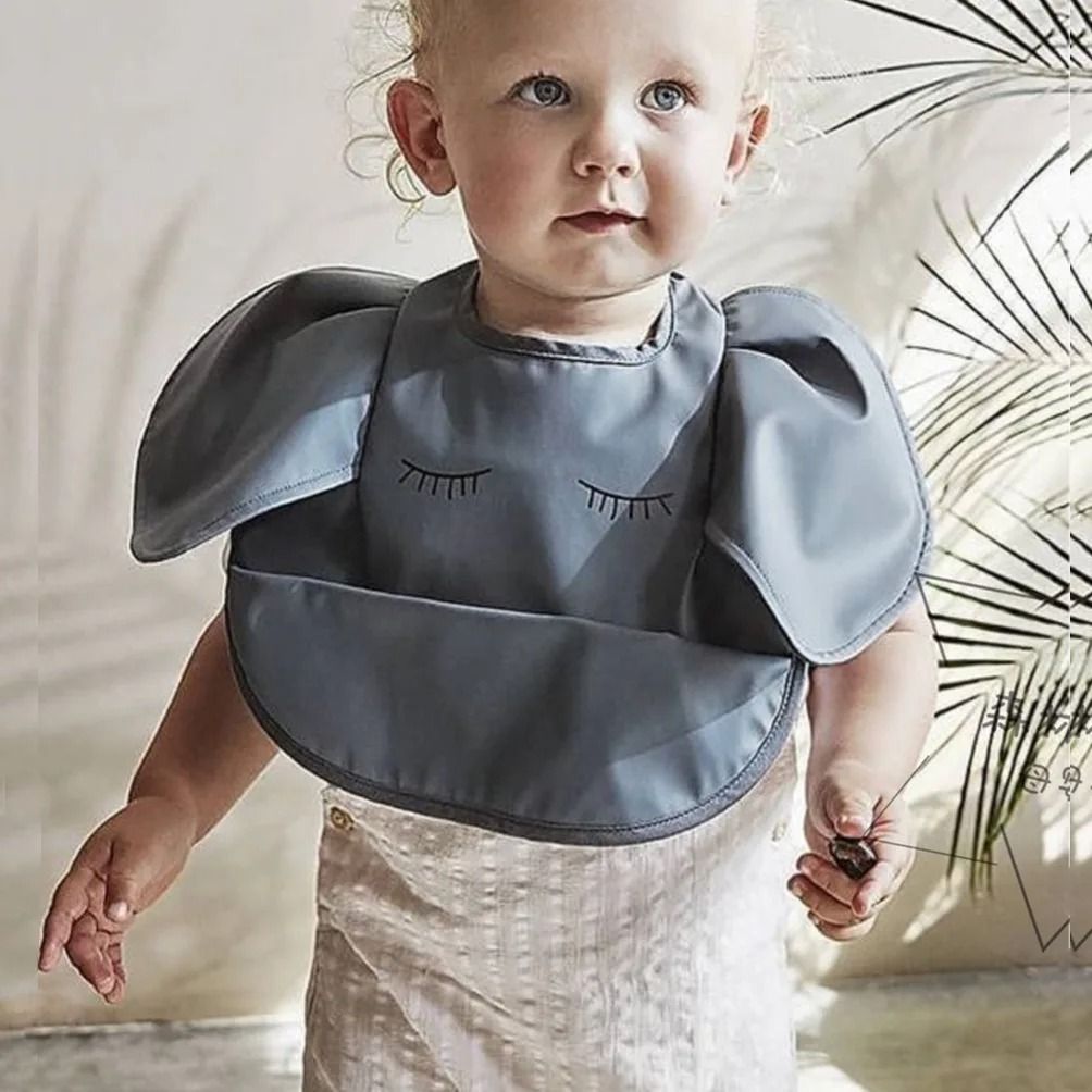 Soft Waterproof Baby Feeding Bib with Front Pocket