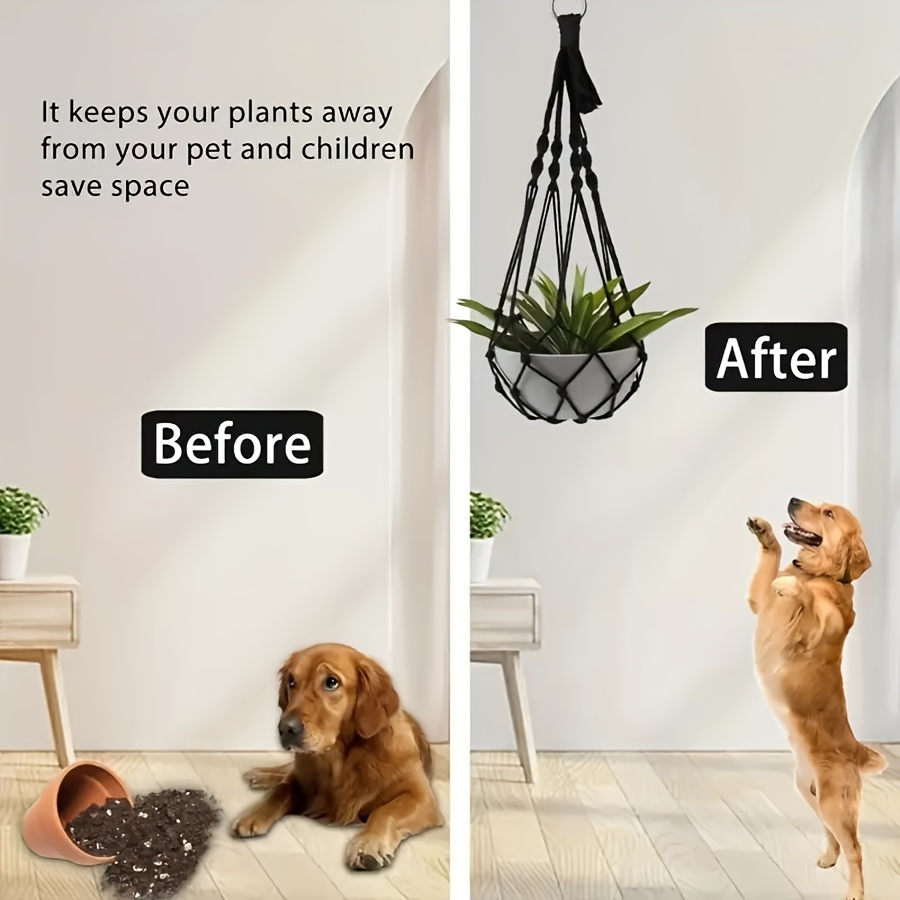 Bohemian Macrame Plant Hanger Black & White Hanging Holder for Indoor and Outdoor Garden Decor