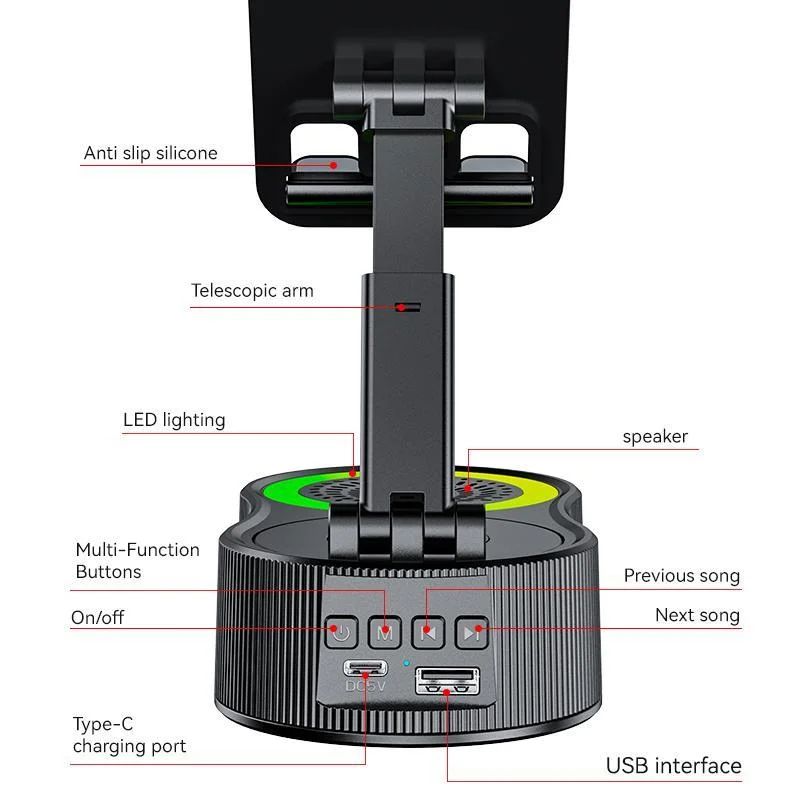 Ultimate All-in-One Bluetooth Speaker Phone & Tablet Stand with LED Light