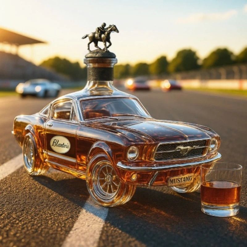 Mustang & Police Car Sculptural Glass Whiskey Decanter