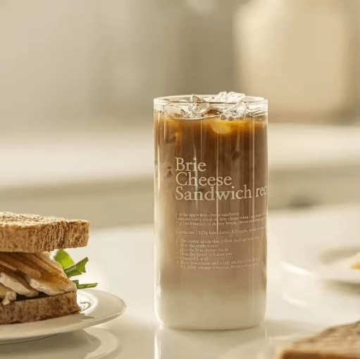 Korean Style Glass Tumbler with English Letter Design Heat Resistant Clear Coffee and Tea Mug