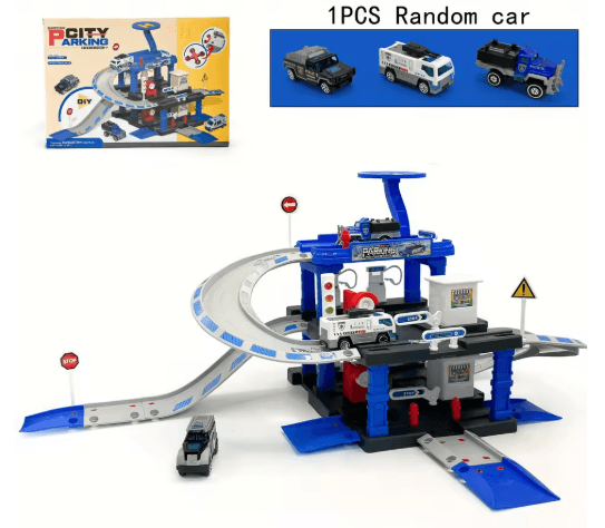 Interactive City Car Track Set with Parking Lot Road Play System