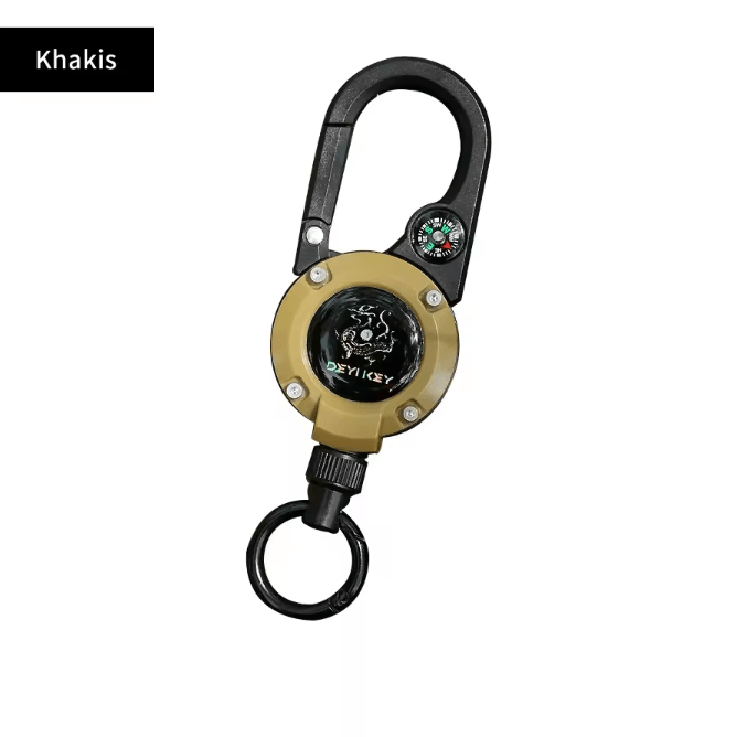 SecureClip Retractable Steel Wire Keychain with Carabiner Reel