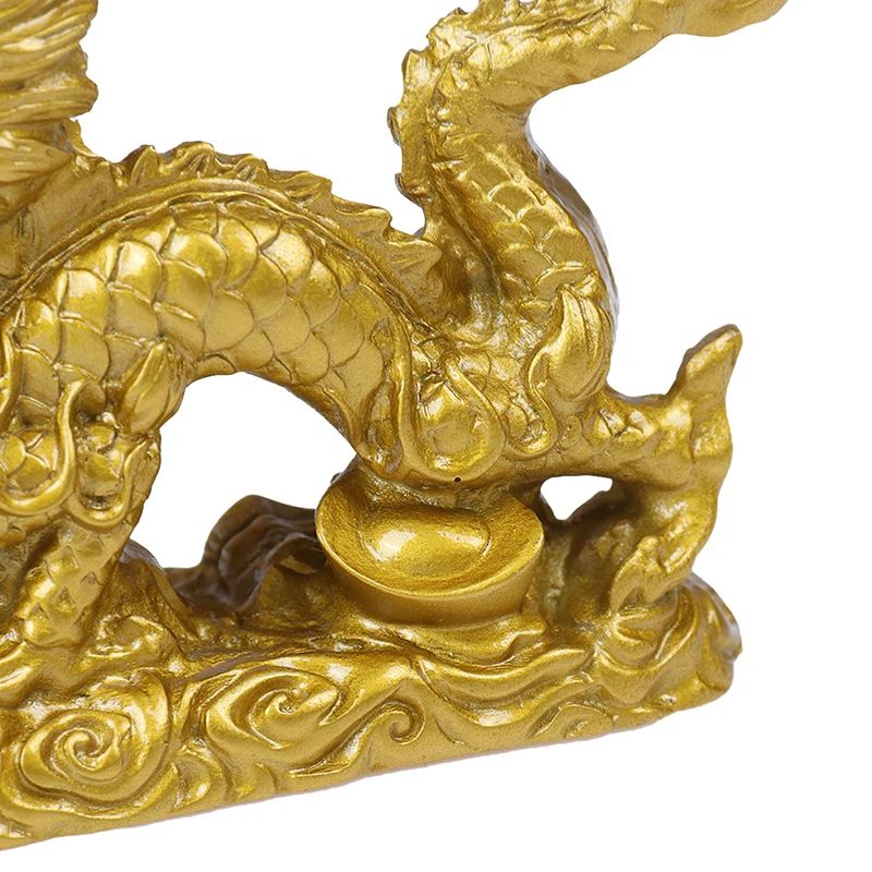 Lucky Prosperity Golden Dragon Statue for Home & Office Decor