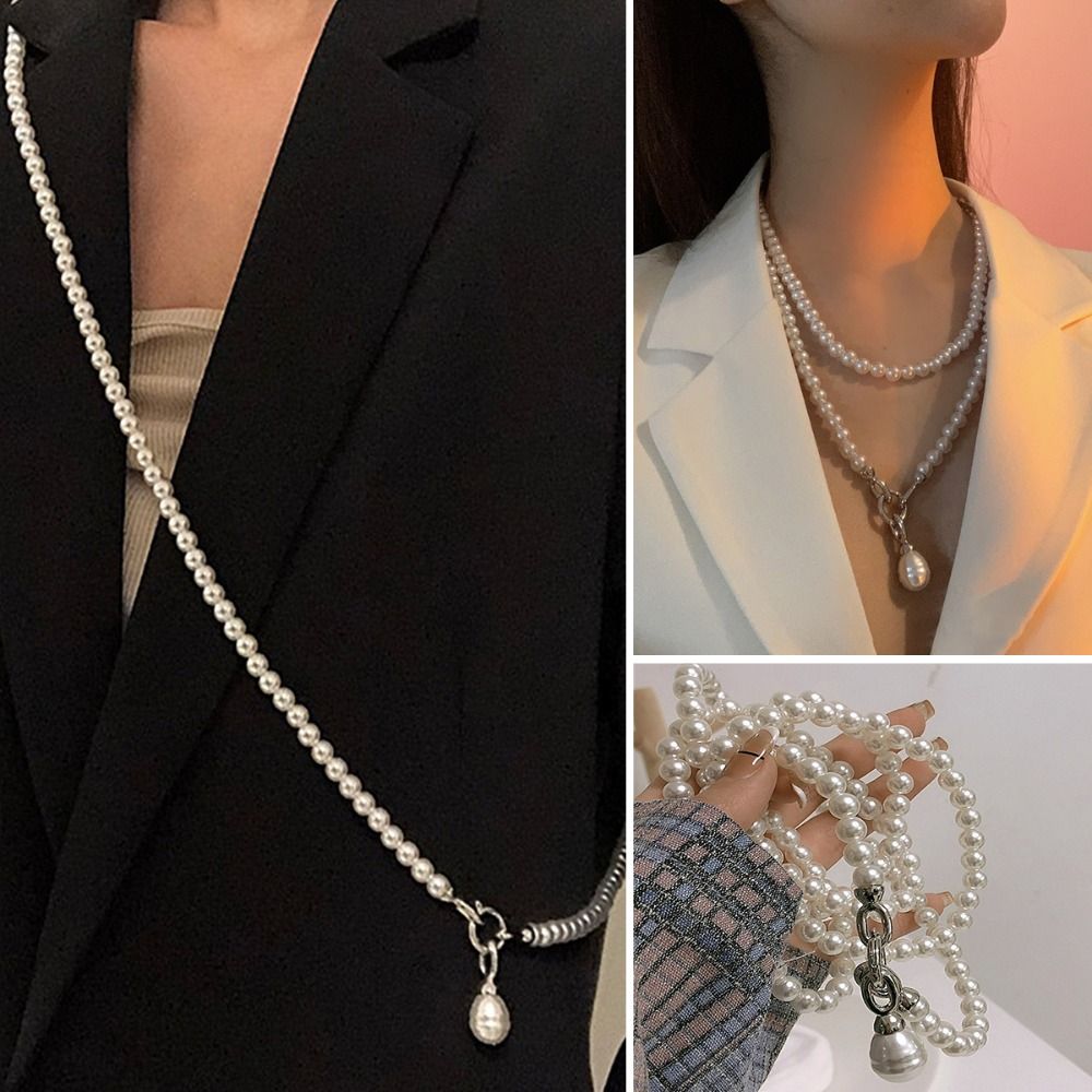Necklace Fashion Pearl Pendant, Cool Suit Crossbody Chain, Niche Design Decorative Chain