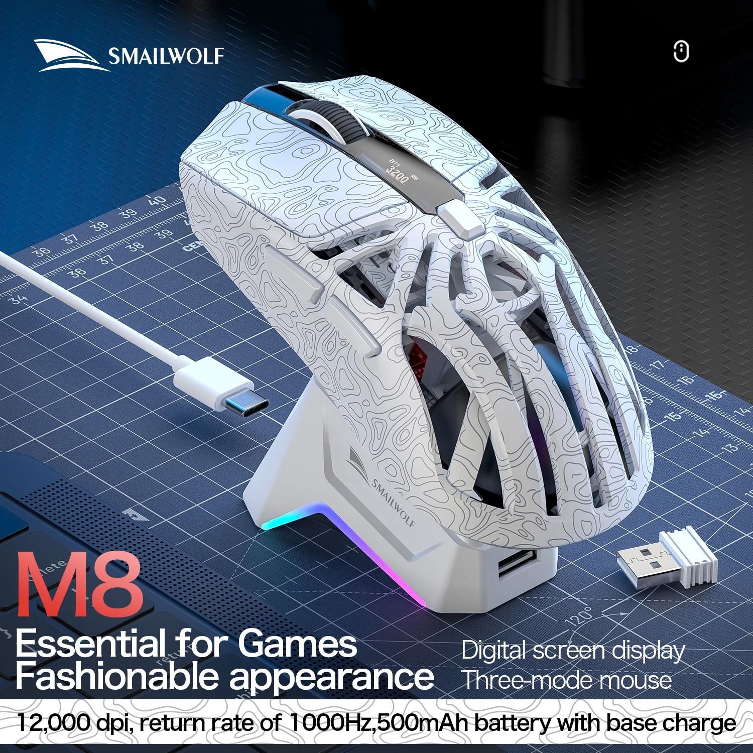 Ultra-Lightweight Tri-Mode Optical Gaming Mouse