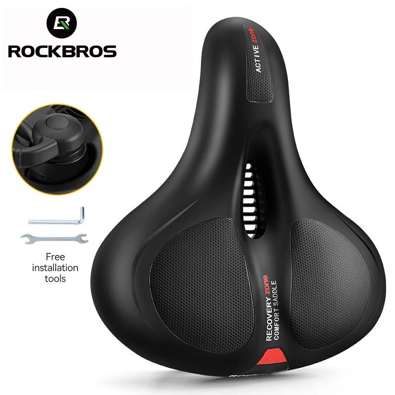 ROCKBROS Rainproof Memory Foam Bicycle Saddle with Shock Absorption and Reflective Design