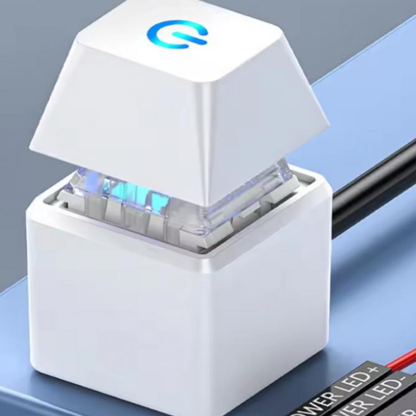 External Start Power On/Off Button Extension Cable, Computer Desktop Switch with Blue LED Lights for PC Motherboard