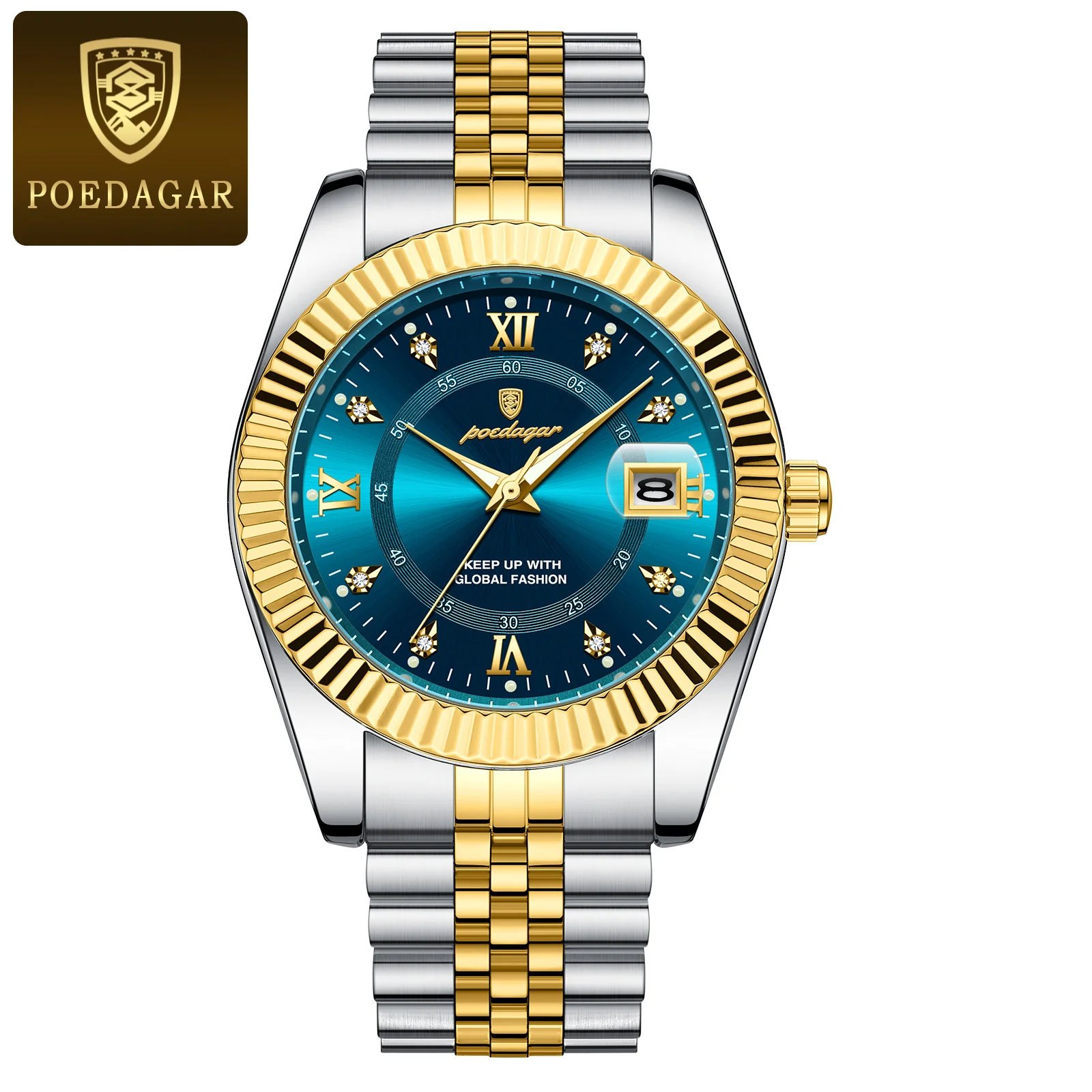 Waterproof Luxury Men's Quartz Watch, Military Date Wristwatch, Stainless Steel Fashion Watch