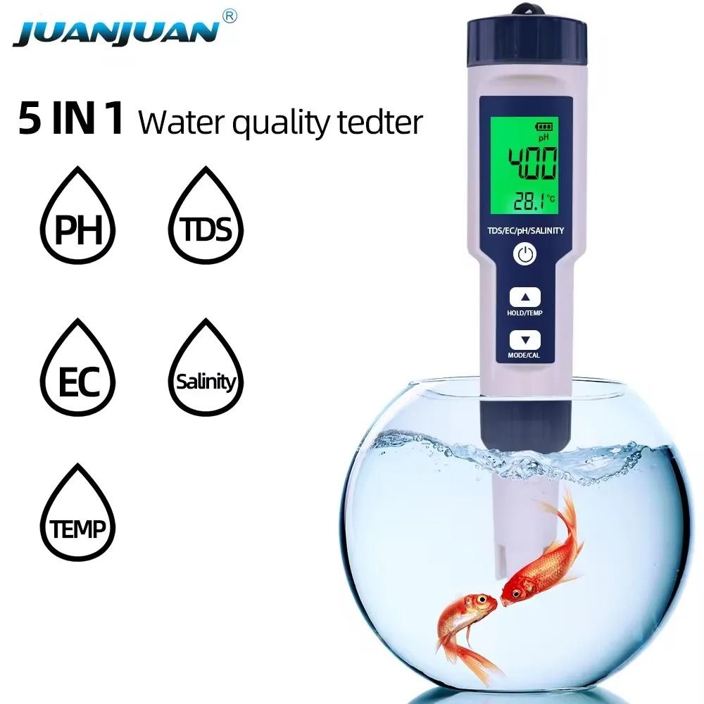 5 in 1 Digital Water Quality Tester for Aquarium and Drinking Water