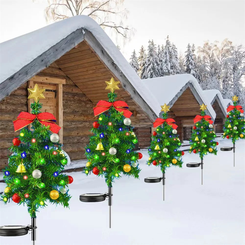 Christmas Tree Solar Lights Outdoor Waterproof LED Garden Lawn Landscape Festive Decorative Floor Lights Christmas Decor