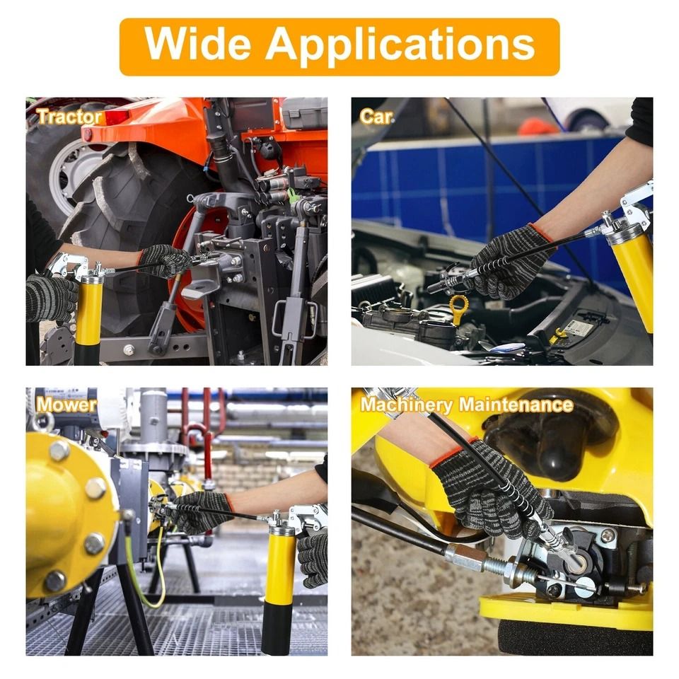 High Pressure Grease Gun Kit, Capacity, Pistol Grip, Flexible Hose, Jaw Couplers