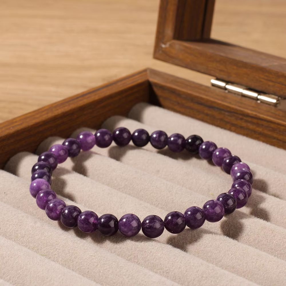 Natural Amethyst Bead Bracelet – Genuine Healing Stone Stretch Jewelry for Men & Women (6/8/10mm)