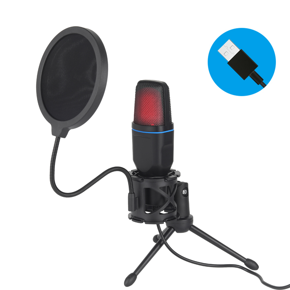 USB Microphone Condenser Gaming Mic, RGB Microphone for Podcast Streaming Laptop Desktop
