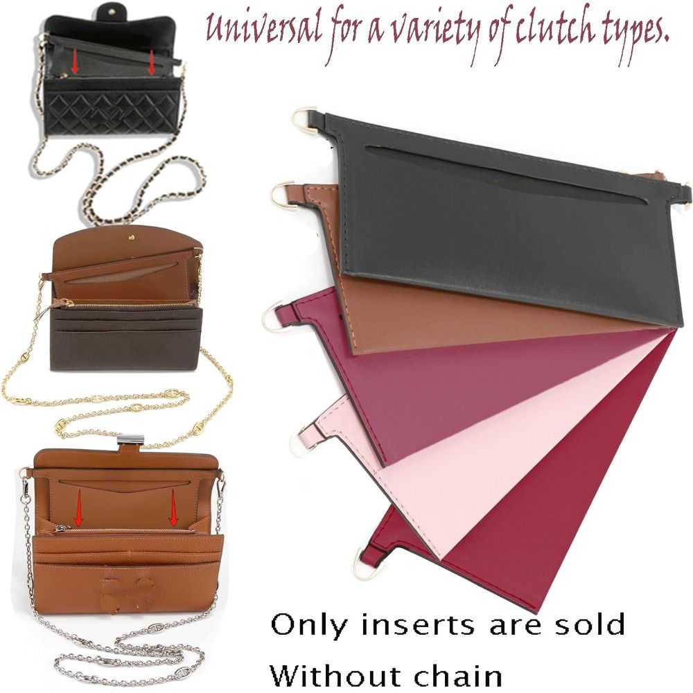 PU Leather Wallet Insert for Chain Strap with D Rings, Women Crossbody Purse Insert Organizer