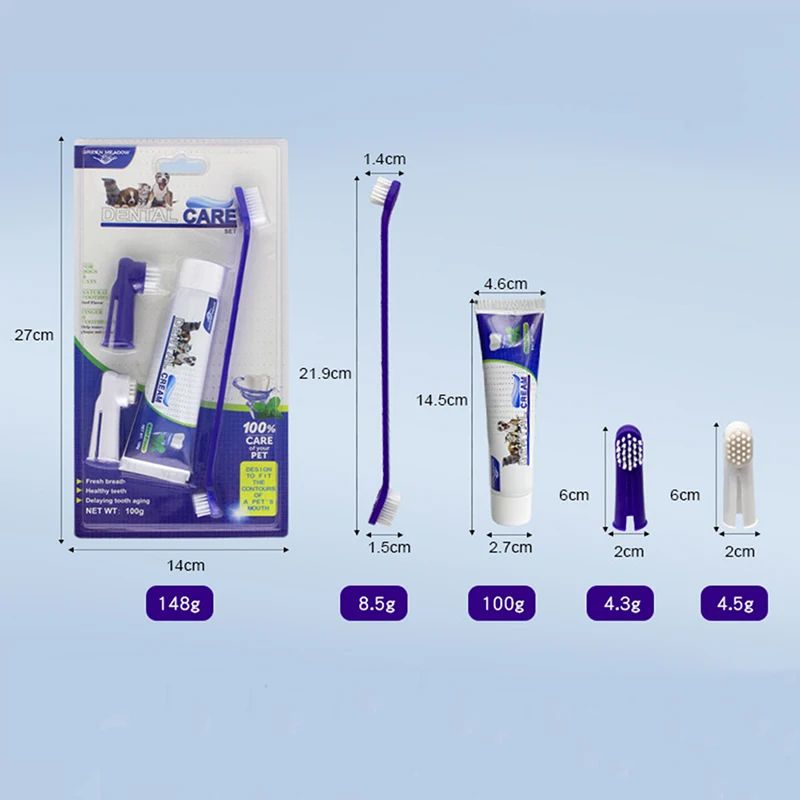 Dog Dental Care Kit Toothpaste Toothbrush And Finger Brush Set