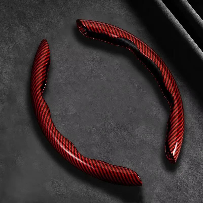 Microfiber Leather Steering Wheel Cover with Carbon Fiber Look