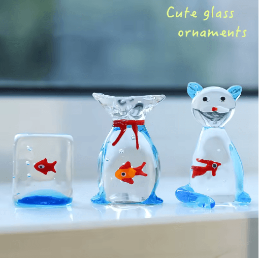 Handcrafted Mini Glass Fish Figurine Vibrant Pocket Ornament for Desk & Home Decor