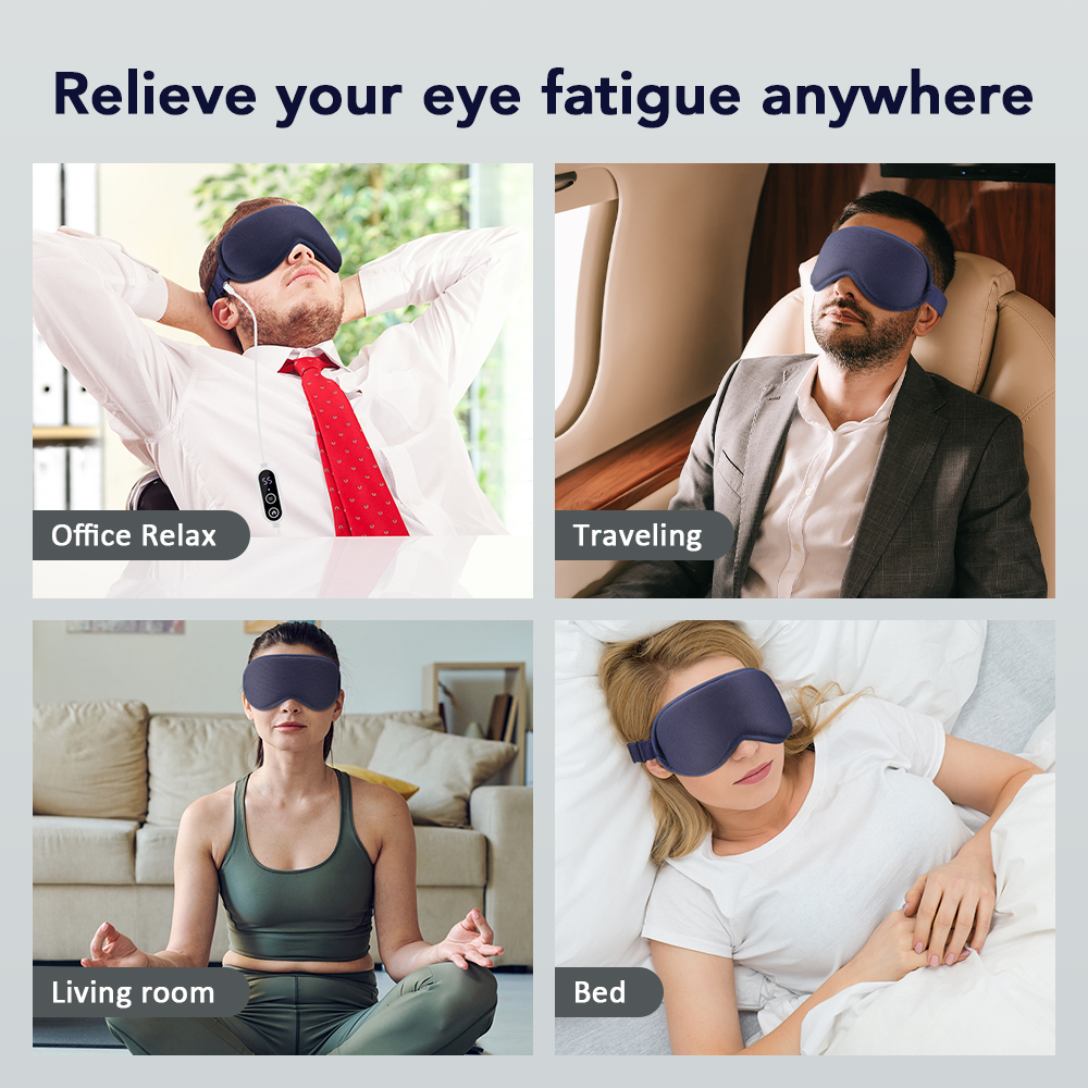 3D Hot Compress Electric Steam Eye Mask, Level Constant Temperature, Smart Timing Sleep Shading Massage Eye Mask Relief