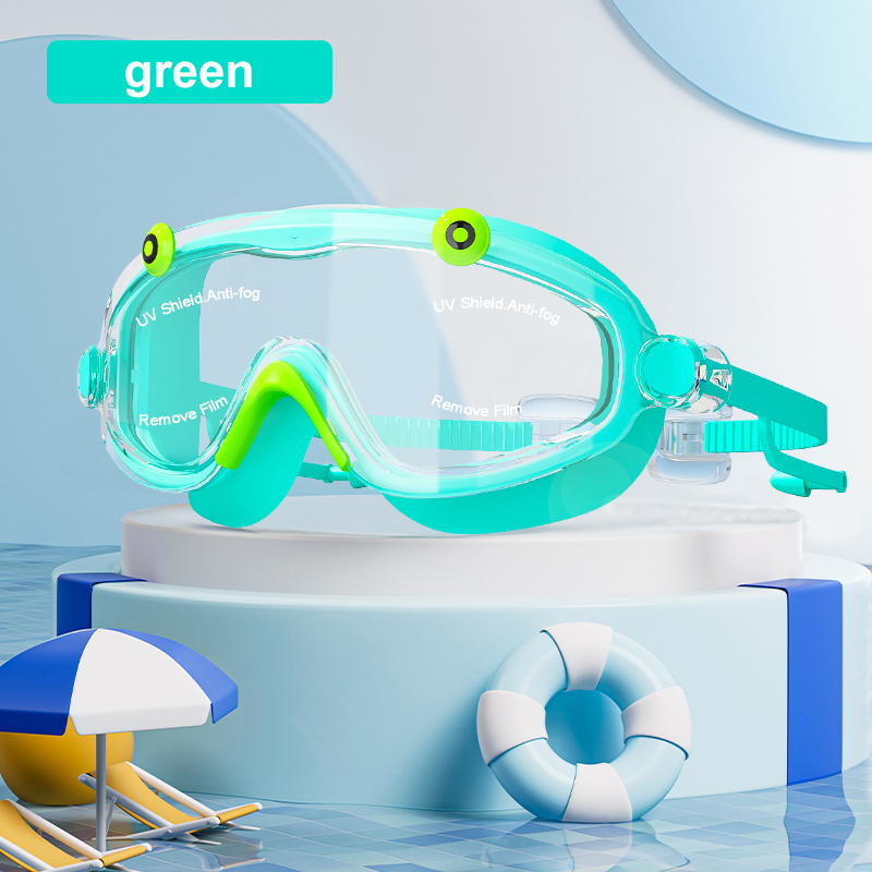 Kids Anti Fog Swim Goggles with Earplugs Wide View No Leak Silicone Mask