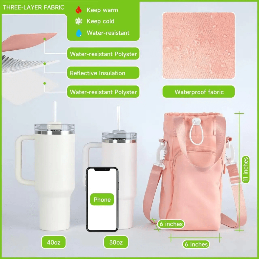 TrailGuard Waterproof Insulated Water Bottle Pouch with Adjustable Strap