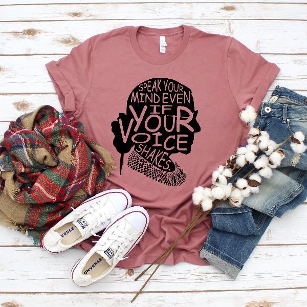 Speak Your Mind Even If Your Voice Shakes RBG Feminist Shirt Ruth Bader Ginsburg Quote Tee