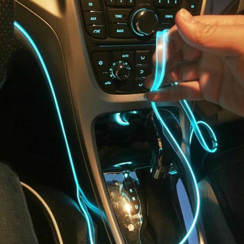 Car Interior LED Strip Lights USB Ambient EL Wire 5M Flexible Lighting