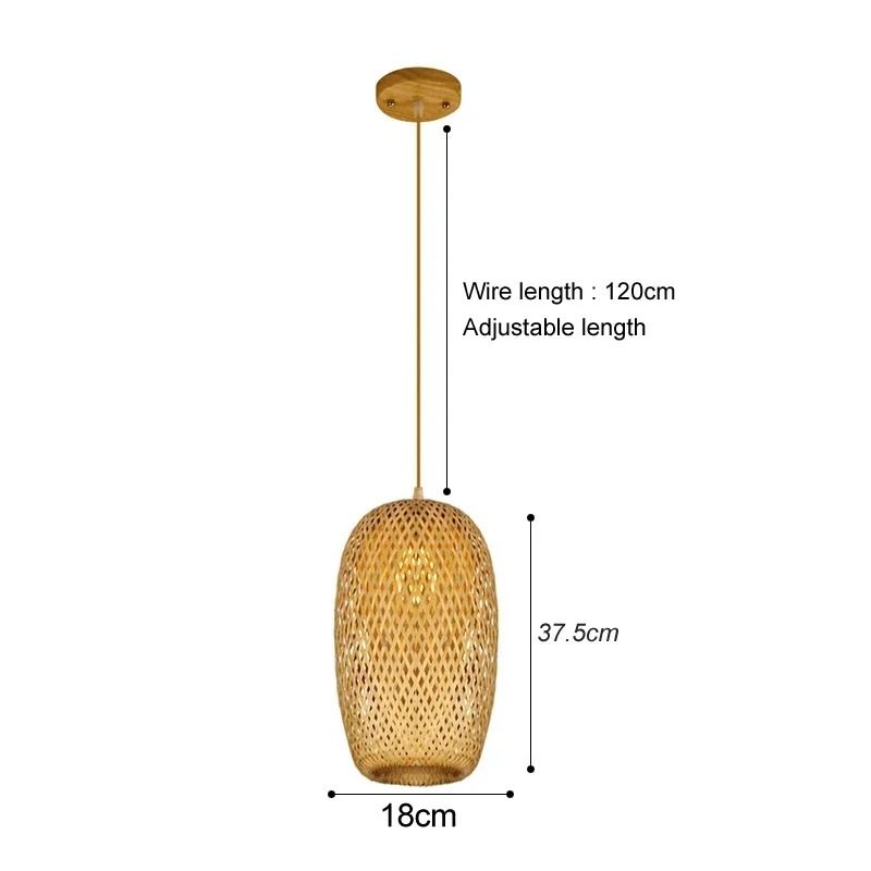 Rattan Wicker Bamboo Pendant Ceiling Lamp