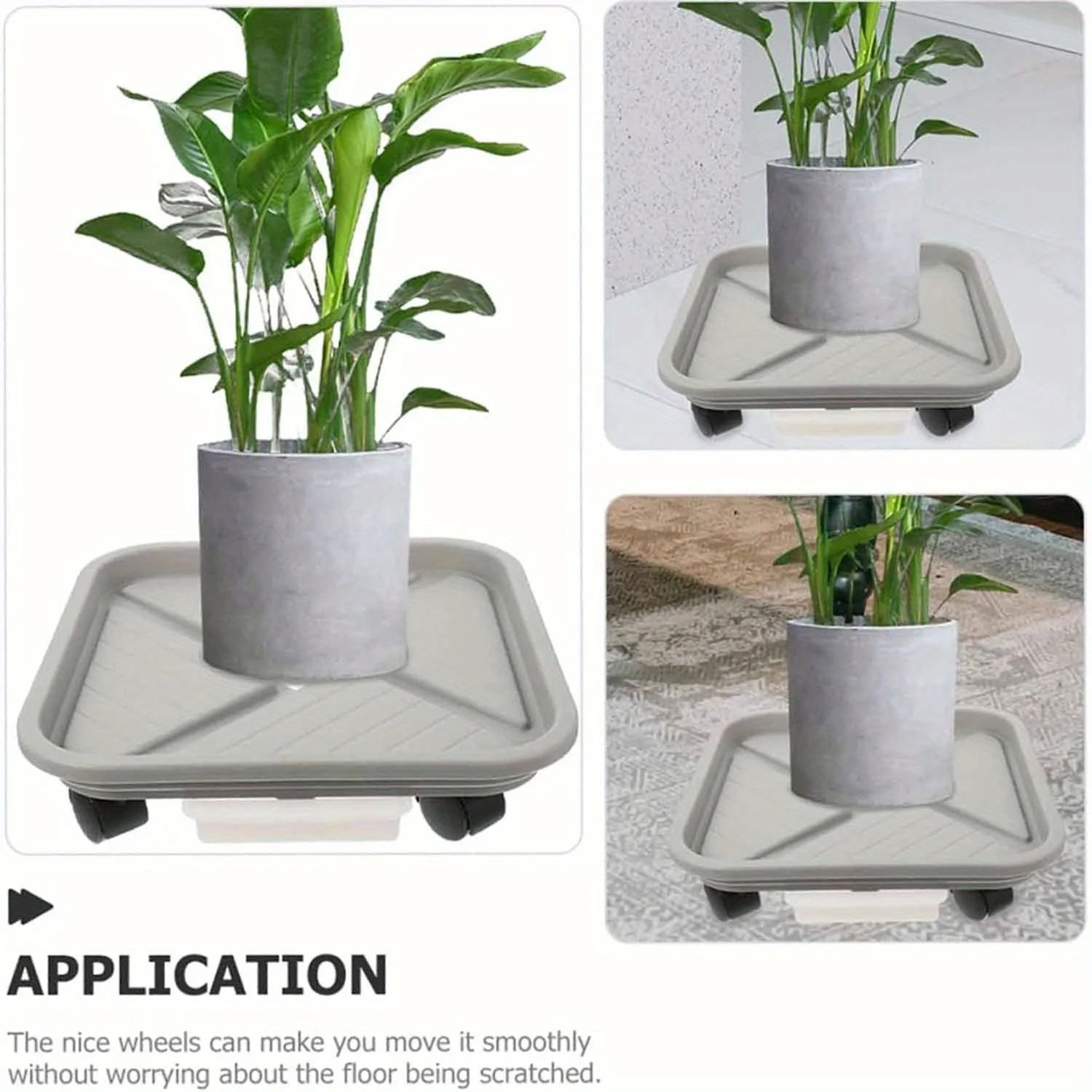 Rolling Plant Caddy with Drainage Tray – Square Wheeled Flower Pot Mover & Garden Plant Stand
