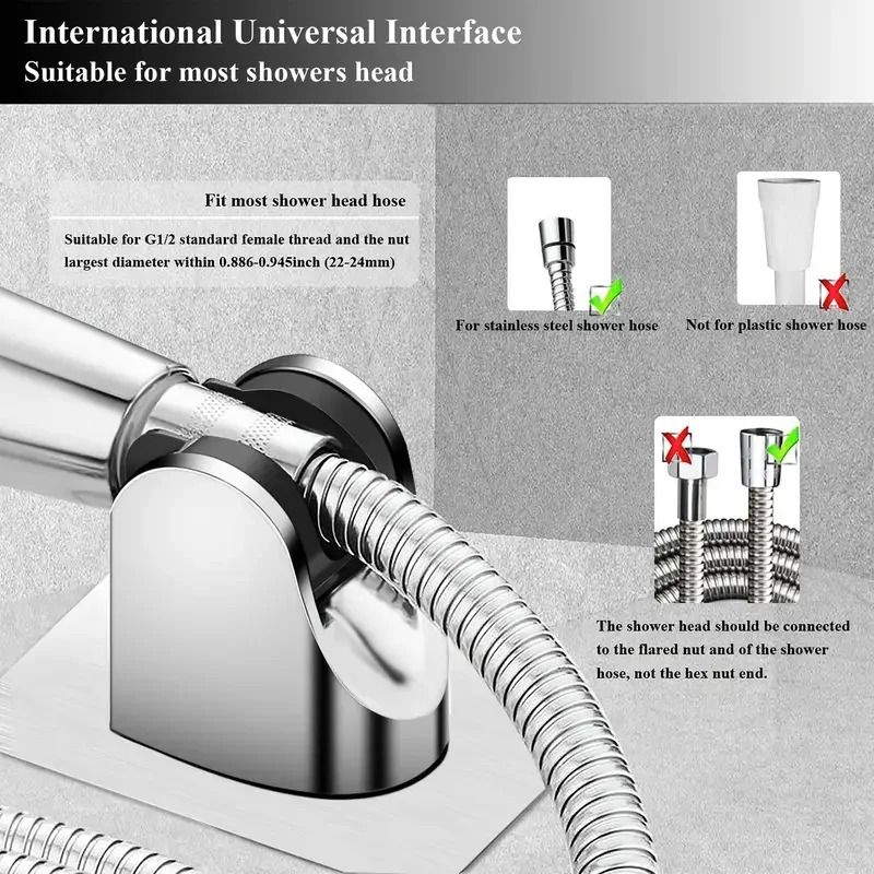 Universal Showerhead Holder Wall Mounted Punch Free Design