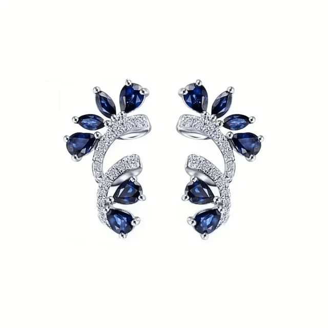 BlueBloom Zircon Flower Earrings
