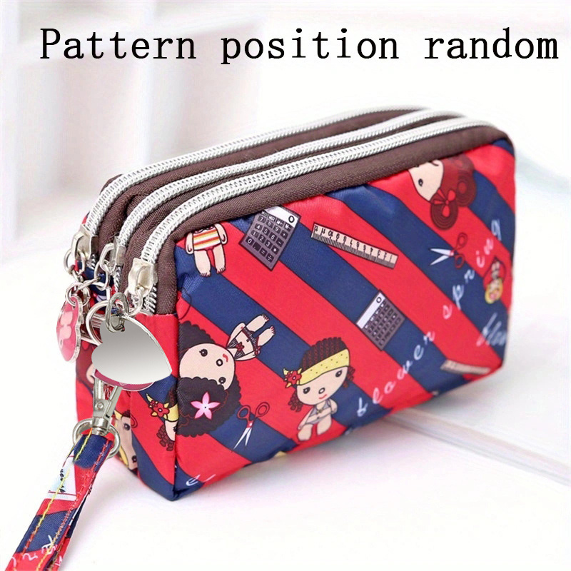 Women's handbag, Thickened three-layer long, Wrist mobile phone bag, Cute washable cloth, zipper pocket purse