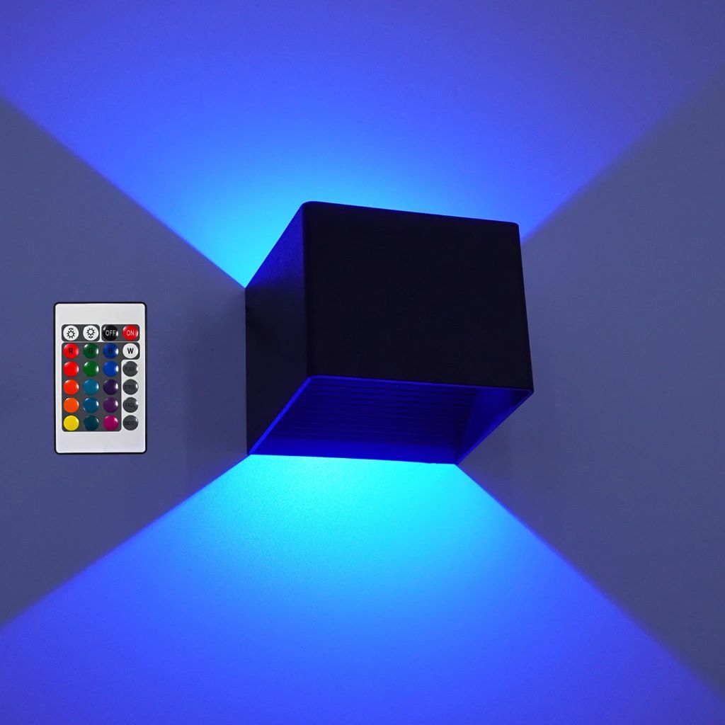 AuroraGlow RGB LED Wall Light with Remote – Modern Color-Changing Wall Sconce for Stylish Indoor Ambience