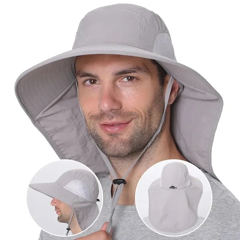 Wide Brim Sun Defender Hat with Cooling Neck Flap for Outdoor Protection